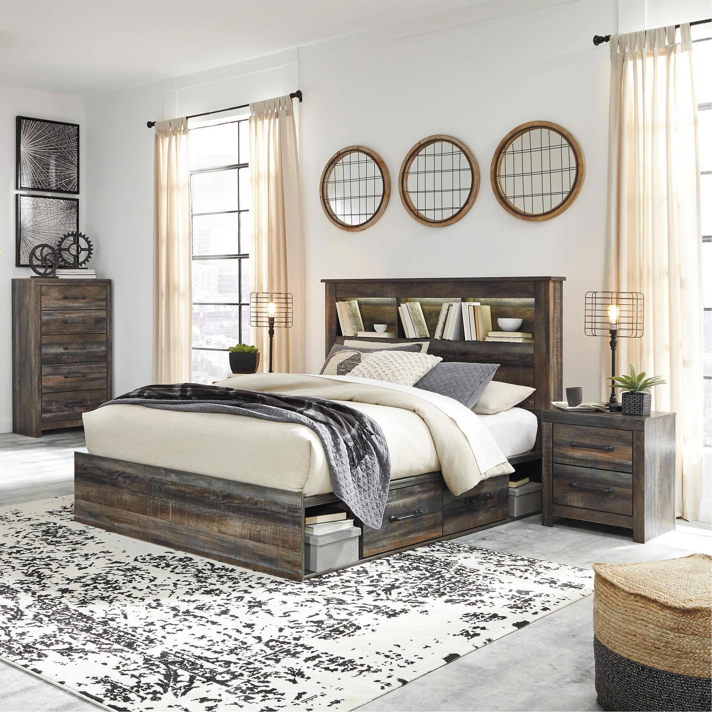 ALEXIASTAM Driftwood 上下セット　Sサイズ Signature Design by Ashley Drystan B211 6 pc Queen Bookcase Storage Be
