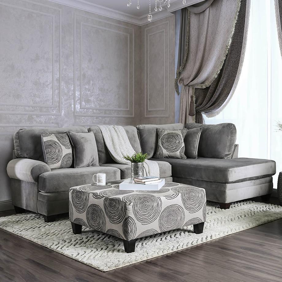 Furniture of America Bonaventura Fabric 2 pc Sectional SM5143GY-SECT