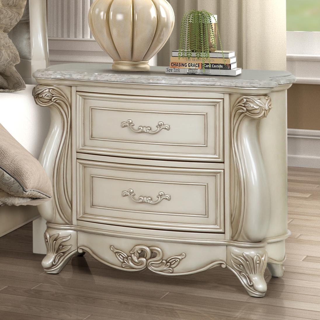 Drawer - 人気完売品　tomorrowland  ジレオフホワイト New Classic Furniture Monique 2-Drawer Nightstand B992-040M
