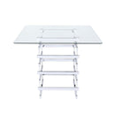Acme Furniture Square Nadie Counter Height Dining Table with Glass Top and Pedestal Base 72590 IMAGE 2