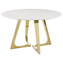 Coaster Furniture Gwynn 107171 Round 51-inch Marble Stainless Steel Dining Table - Gold IMAGE 3