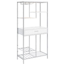 Coaster Furniture Figueroa 182034 5-Shelf Wine Cabinet with Storage Drawer - White High Gloss/Chrome IMAGE 4
