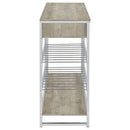 Coaster Furniture Melrose 182275 2-Shelf Wine Cabinet with 2 Drawers - Gray Washed Oak/Chrome IMAGE 8