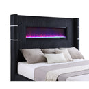 Coaster Furniture Tisdall 306031Q Upholstered Queen Flame Visualizer Bed - Black IMAGE 5