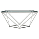 Coaster Furniture Brittania 709738 Square Glass Top Geometric Coffee Table - Nickel IMAGE 5