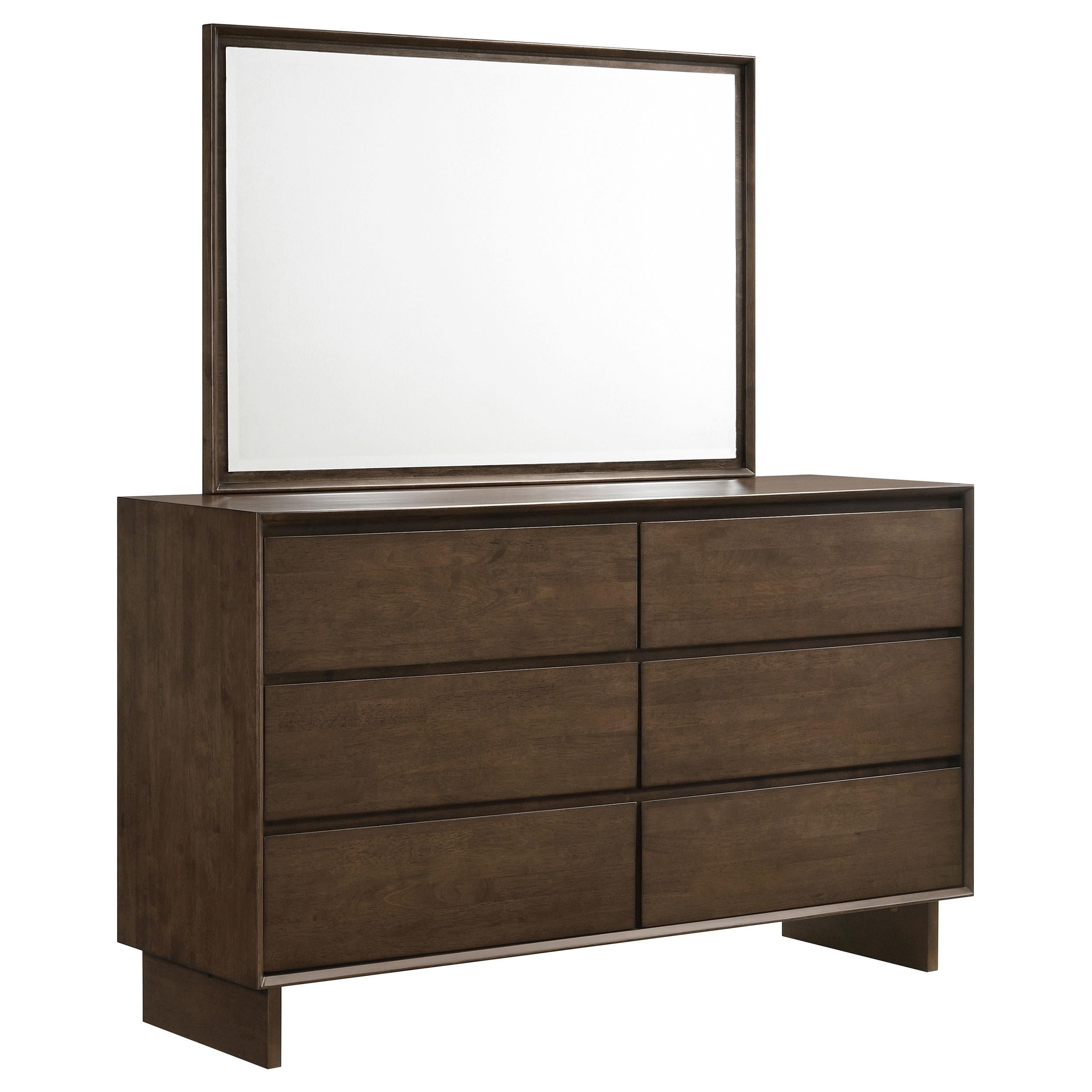 Coaster Furniture Glenwood 225013M 6-Drawer Dresser and Mirror - Warm Coaster Furniture Glenwood 225013M 6-Drawer Dresser and Mirror - Warm