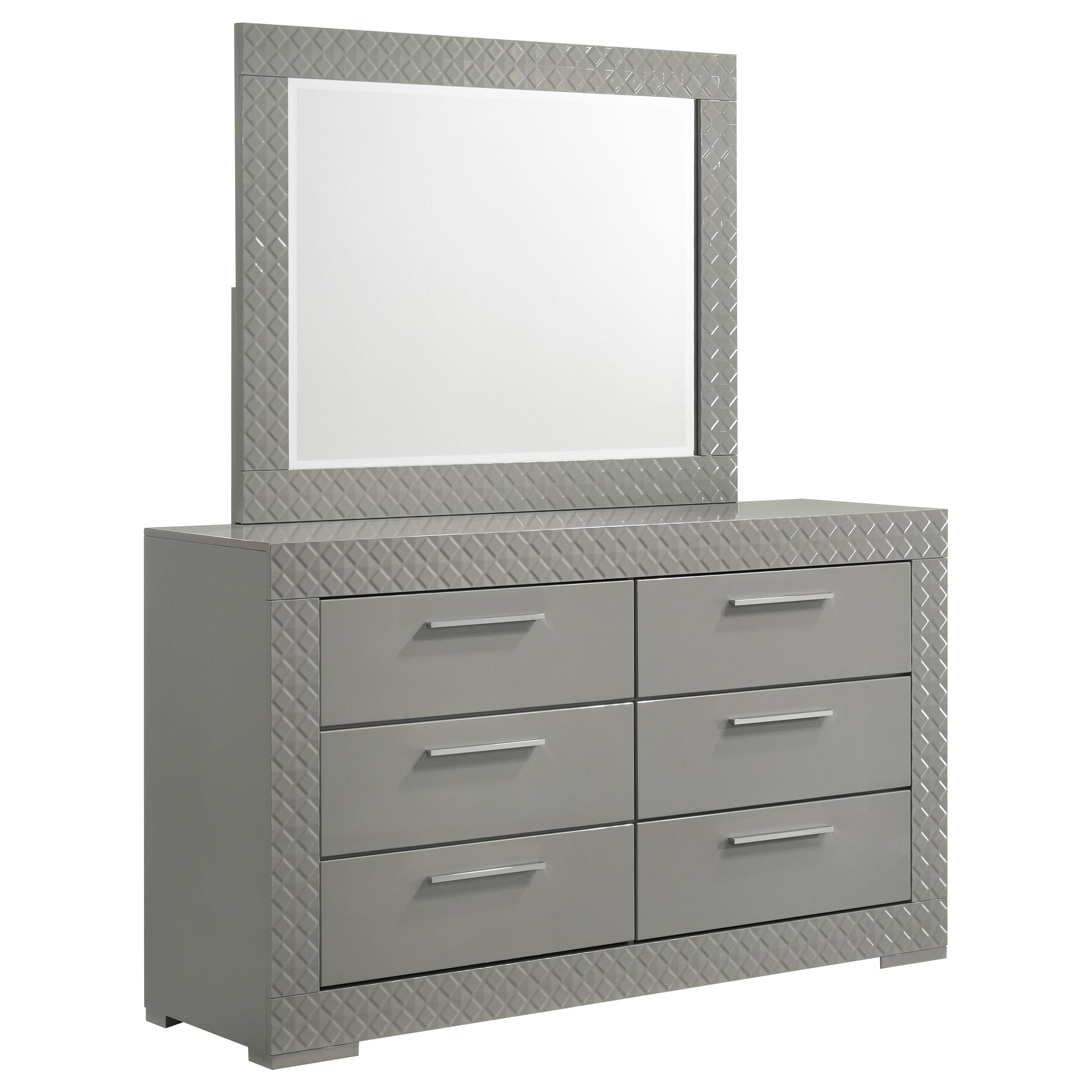 Coaster Furniture Ives 224973M 6-Drawer Dresser and Mirror - Grey High