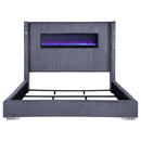Coaster Furniture Tisdall 306030KE Upholstered Eastern King Flame Visualizer Bed - Grey IMAGE 3