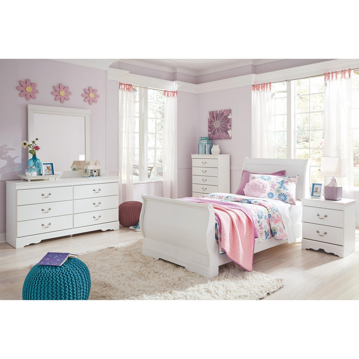 Signature Design by Ashley Anarasia B129B10 6 pc Twin Sleigh Bedroom S