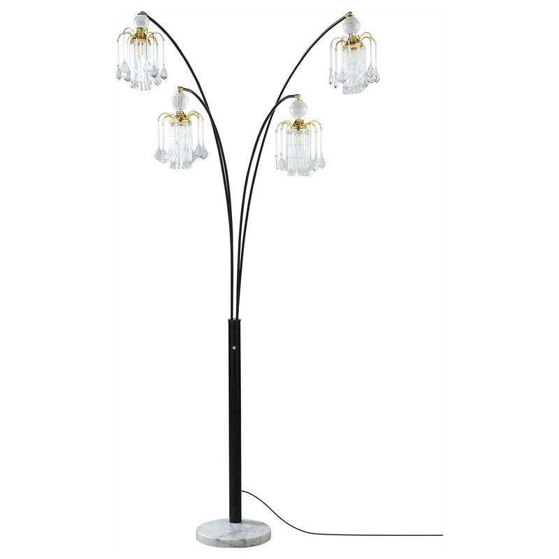  Coaster Furniture Maisel 1771N 91-inch Hanging Crystal Arc Tree Floor Lamp - Black IMAGE 2