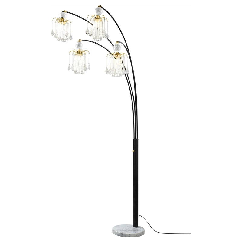  Coaster Furniture Maisel 1771N 91-inch Hanging Crystal Arc Tree Floor Lamp - Black IMAGE 3