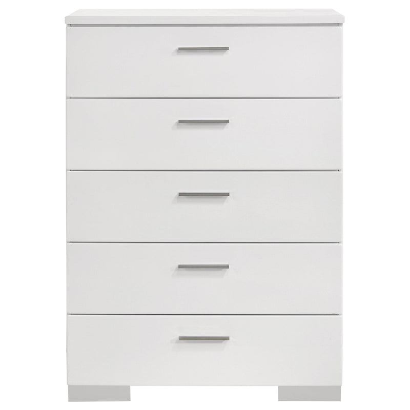 Coaster Furniture Felicity 203505 5-Drawer Bedroom Chest - White High Coaster Furniture Felicity 203505 5-Drawer Bedroom Chest - White High