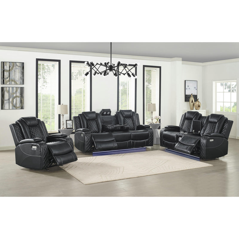 New Classic Furniture Orion U1769 3 pc Power Reclining Living Room Set - Black IMAGE 1