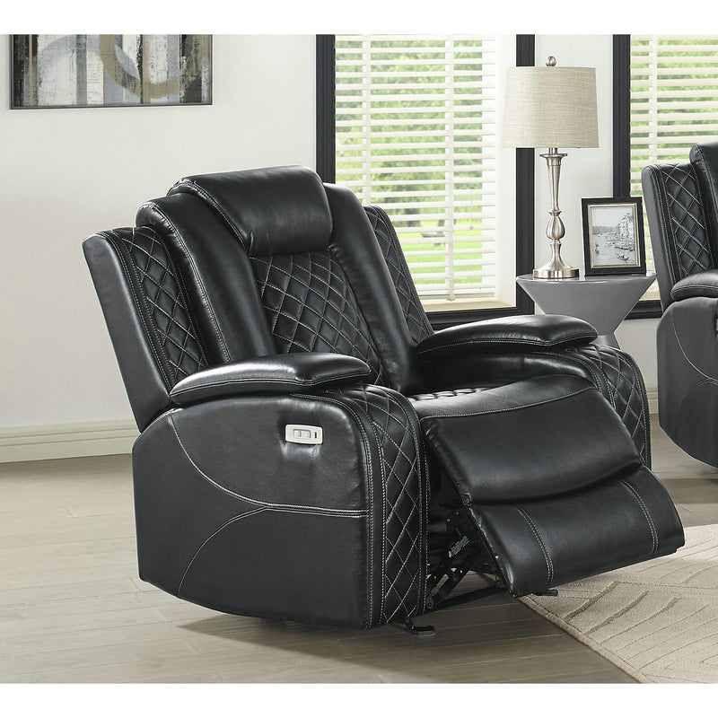 New Classic Furniture Orion U1769 3 pc Power Reclining Living Room Set - Black IMAGE 4