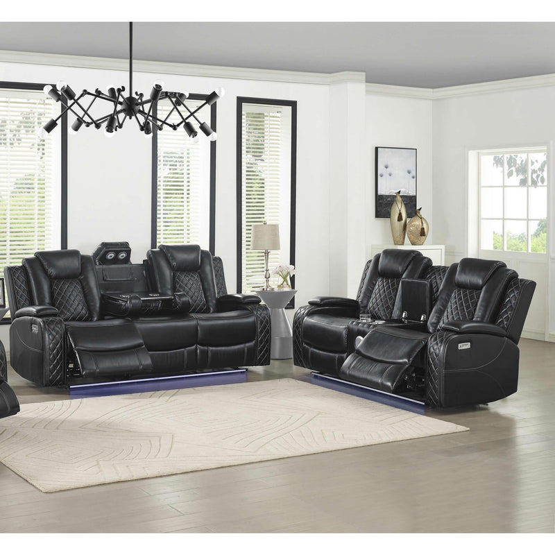 New Classic Furniture Orion U1769 2 pc Power Reclining Living Room Set - Black IMAGE 1