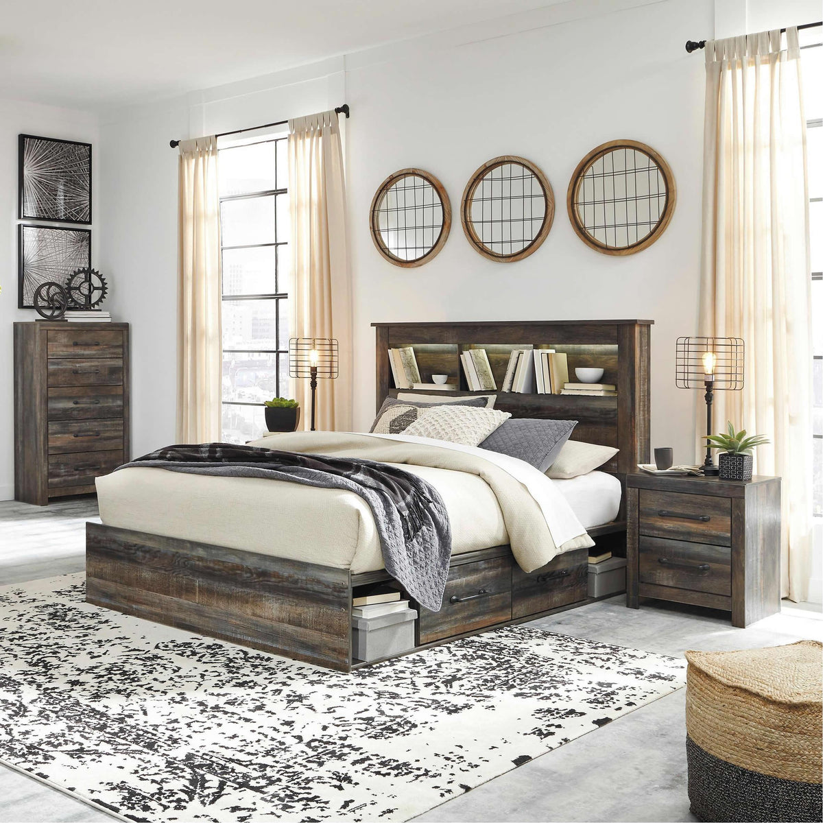 バクアリード Signature Design by Ashley Drystan B211 6 pc Queen Bookcase Storage Be