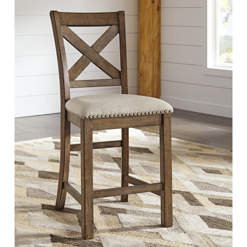 Signature Design by Ashley Moriville Counter Height Stool Moriville D631-124 Upholstered Barstool (2 per package) IMAGE 2