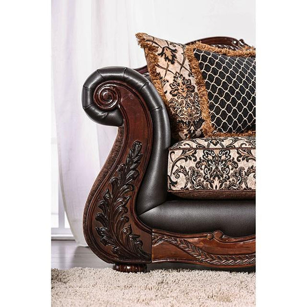 Furniture of America Jamael Stationary Fabric and Leather Look Sofa SM