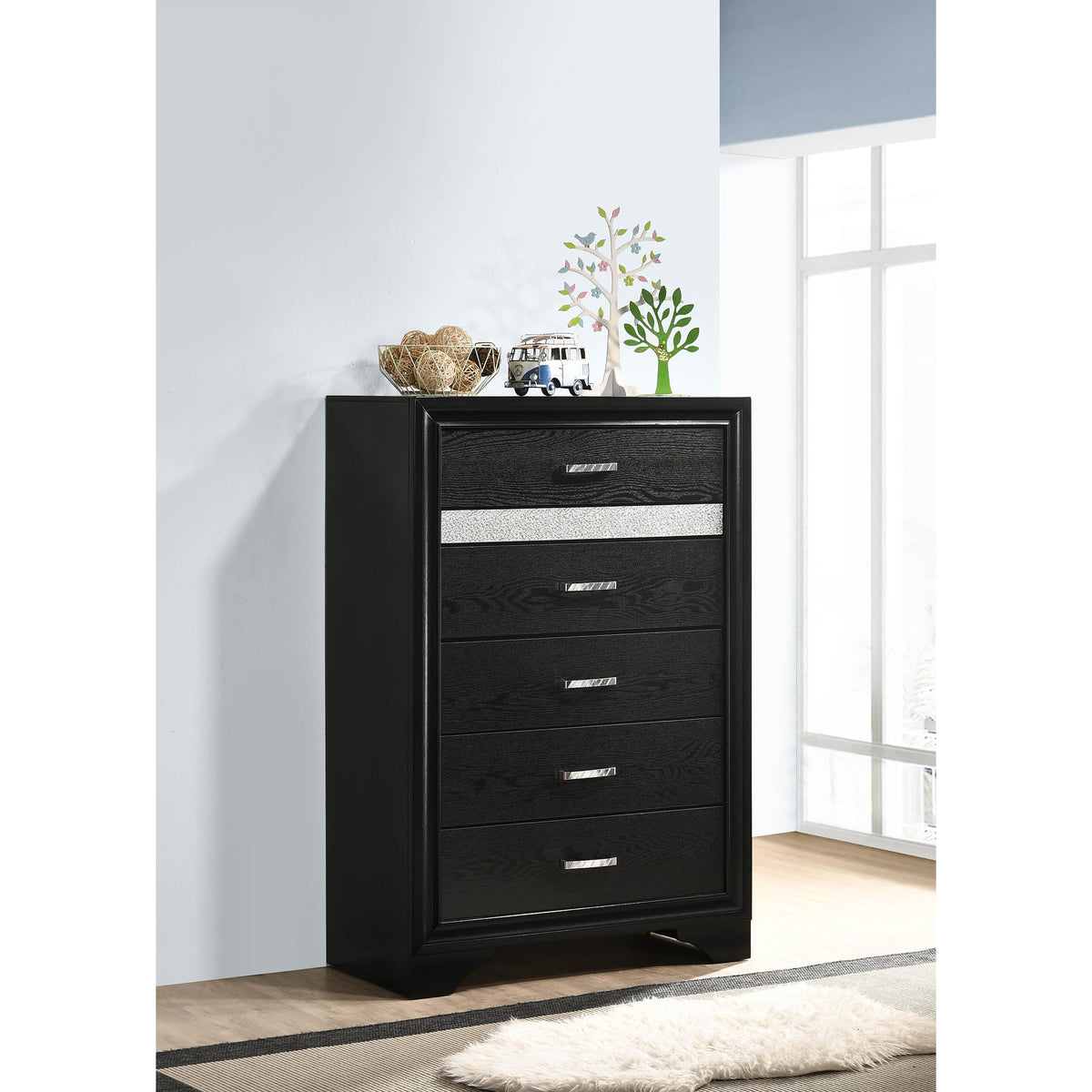 『KOBE FURNITURE』神戸洋家具 5段チェスト 箪笥 RWche20 Coaster Furniture Miranda 206365 5-Drawer Bedroom Chest - Black
