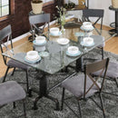  Furniture of America Flaherty Dining Table with Glass Top & Trestle Base CM3366T-TABLE IMAGE 1