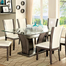  Furniture of America Manhattan Dining Table with Glass Top & Pedestal Base CM3710GY-T-TABLE IMAGE 1