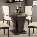  Furniture of America Round Manhattan Dining Table with Glass Top & Pedestal Base CM3710GY-RT-TABLE IMAGE 1
