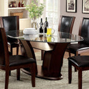  Furniture of America Oval Manhattan Dining Table with Glass Top and Pedestal Base CM3710OT-TABLE IMAGE 1
