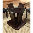  Furniture of America Round Manhattan Dining Table with Glass Top & Pedestal Base CM3710RT-TABLE IMAGE 2