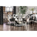 Furniture of America Orla Dining Table with Glass Top & Pedestal Base CM3726T-TABLE IMAGE 2