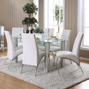 Furniture of America Square Berthold Dining Table with Glass Top CM3364WH-T-TABLE IMAGE 2