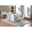  Furniture of America Square Berthold Dining Table with Glass Top CM3364WH-T-TABLE IMAGE 5