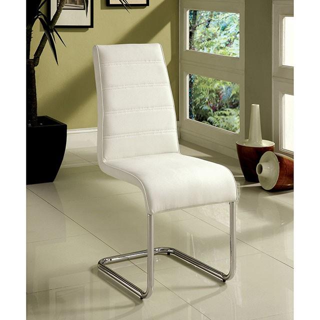 Furniture of America Round Mauna Dining Table with Glass Top and Pedestal Base CM8371WH-T-TABLE IMAGE 3