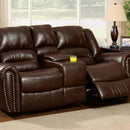 Furniture of America Dundee Reclining Bonded Leather Match Loveseat CM6960L-CT IMAGE 1