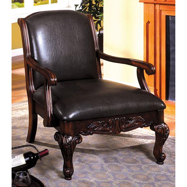 Furniture of America Sheffield Stationary Leatherette Accent Chair CM-AC6177-PU IMAGE 2