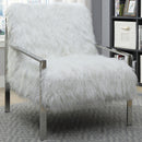  Furniture of America Birr Stationary Faux Fur Accent Chair CM-AC6137WH IMAGE 1