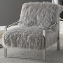  Furniture of America Birr Stationary Faux Fur Accent Chair CM-AC6137GY IMAGE 1