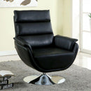  Furniture of America Kulm Swivel Leather Look Accent Chair CM-AC6111BK IMAGE 1