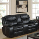  Furniture of America Pollux Reclining Leather Look Loveseat with Console CM6981-LV-CT IMAGE 2