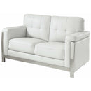  Furniture of America Nanette Stationary Leather Look Loveseat CM6425WH-LV IMAGE 1