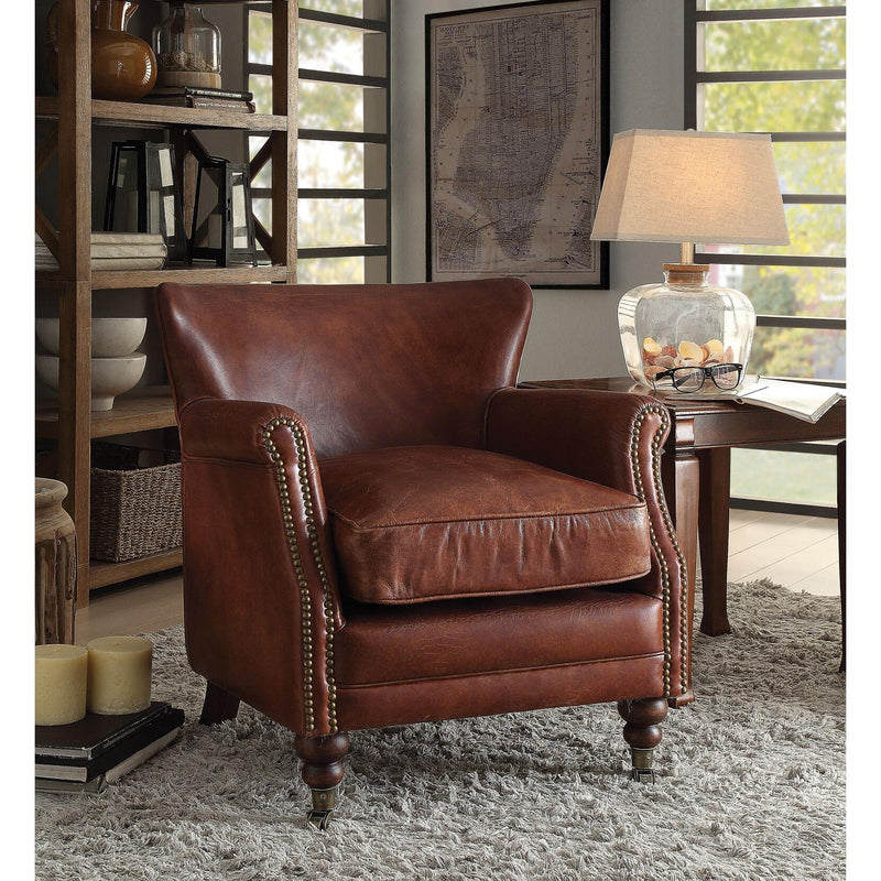 Acme Furniture Leeds Stationary Leather Accent Chair 96679 IMAGE 1