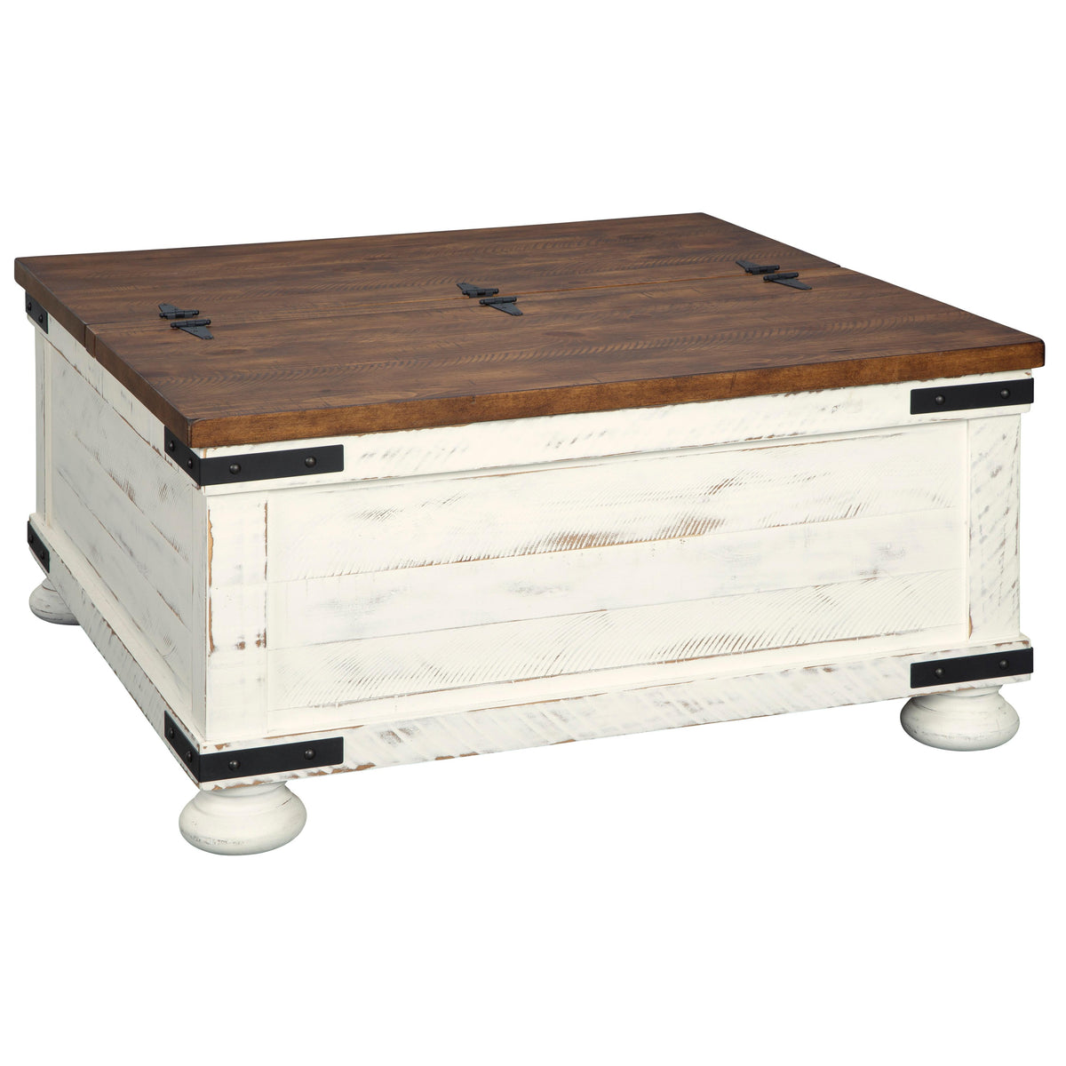 カルトナージュキャニスタートレイ付きオフホワイト Signature Design by Ashley Wystfield Lift Top Cocktail Table T459-20