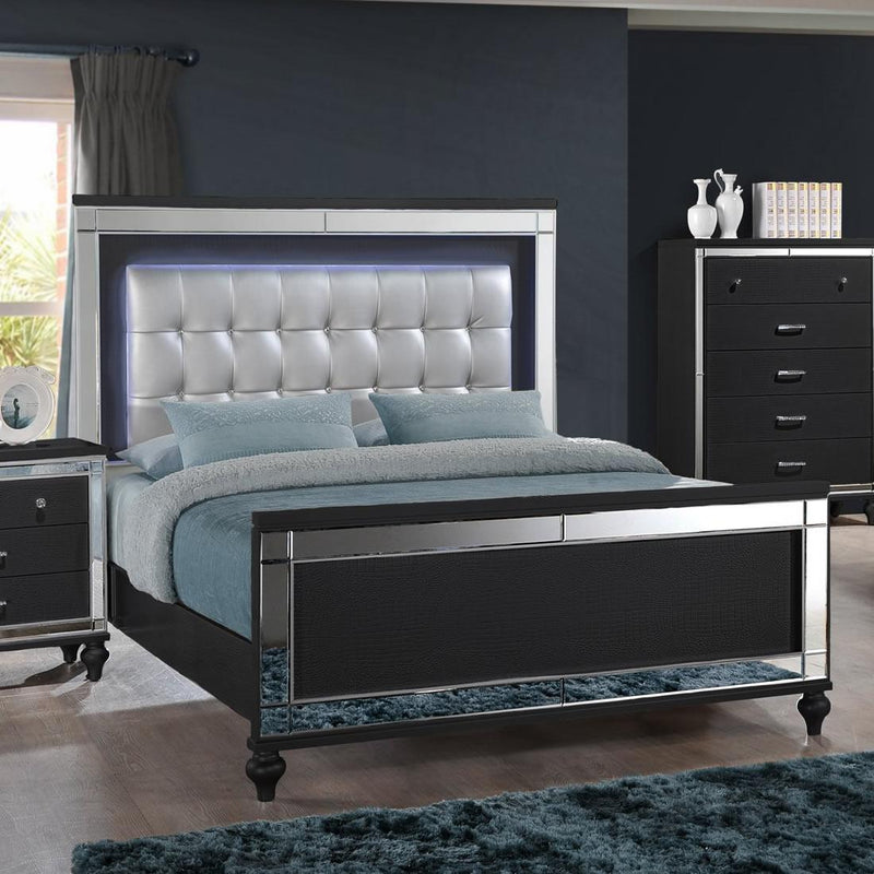 New Classic Furniture Valentino Black Panel Upholstered King Bed BA9698B-110/BA9698B-120/BA9698B-330 IMAGE 1