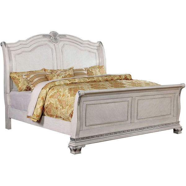 Furniture of America Isidora King Sleigh Bed CM7799WH-EK-BED IMAGE 1