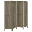 Coaster Furniture Deepika 961415 4-Panel Room Divider Folding Screen - Grey Driftwood IMAGE 1