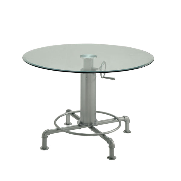 Furniture of America Round Helene Adjustable Height Dining Table with Glass Top and Pedestal Base CM3378RT-TABLE IMAGE 1