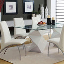  Furniture of America Halawa I Dining Table with Glass Top and Pedestal Base CM8335WH-T-72-TABLE IMAGE 1