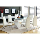 Furniture of America Halawa I Dining Table with Glass Top and Pedestal Base CM8335WH-T-72-TABLE IMAGE 2