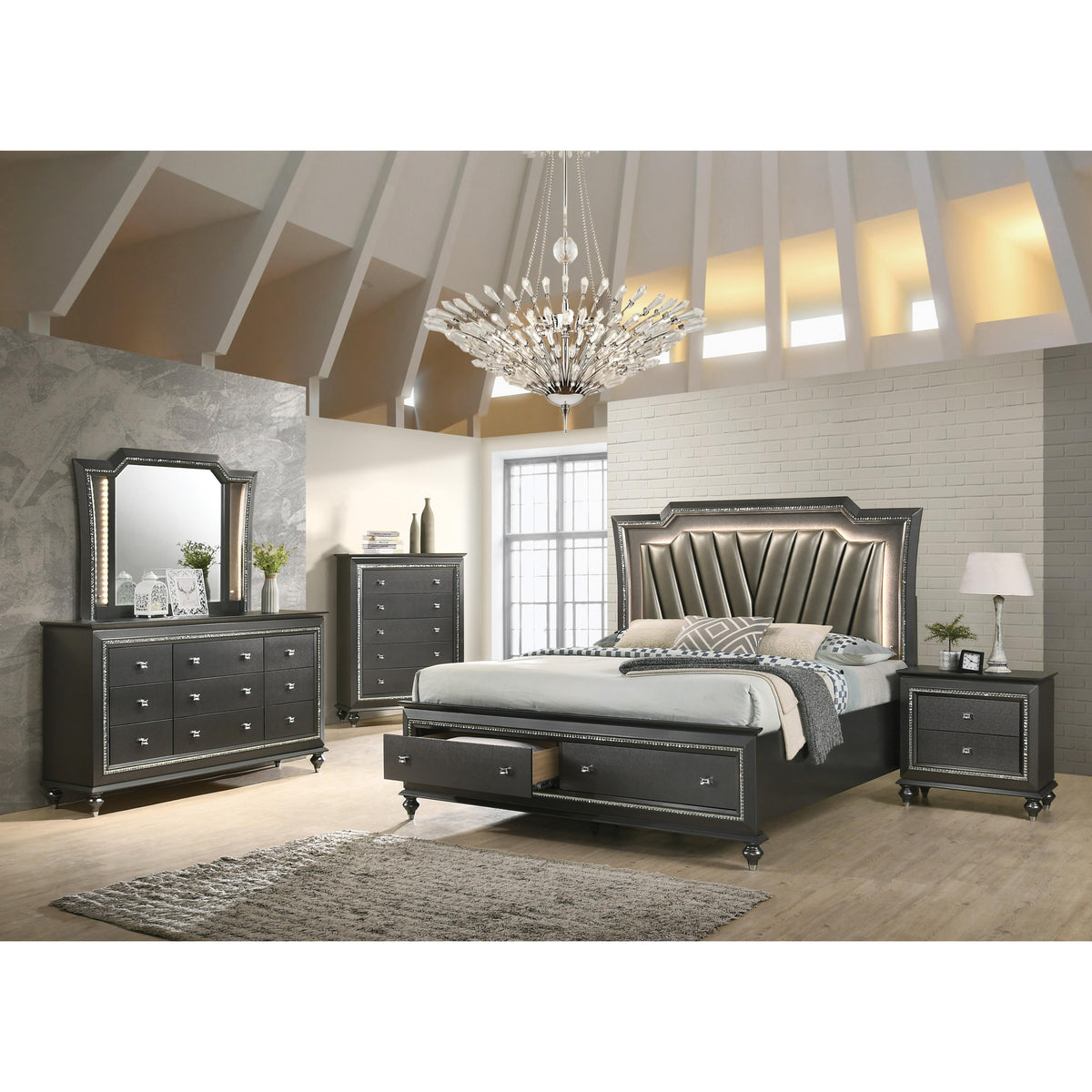 Acme Furniture Kaitlyn Queen Panel Bed with Storage 27280Q