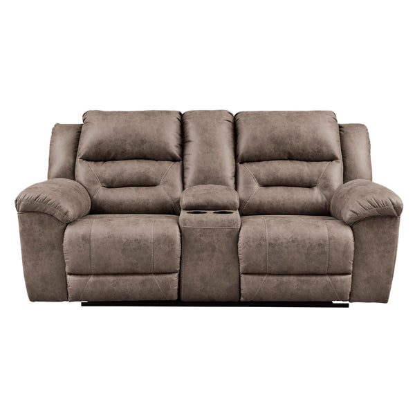 Signature Design by Ashley Stoneland Reclining Leather Look Loveseat with Console 3990594 IMAGE 1