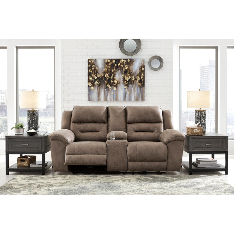 Signature Design by Ashley Stoneland Reclining Leather Look Loveseat with Console 3990594 IMAGE 4